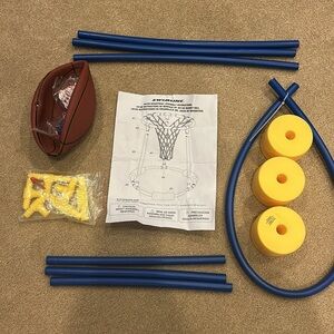 Brand New Blue and Yellow Pool Basketball Hoop Floating Set